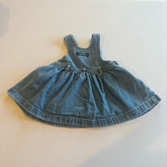 VINTAGE 90s Y2K Baby Gap Blue Jeans 100% Cotton Denim Overalls Dress 3 - 6M - Picture 3 of 10